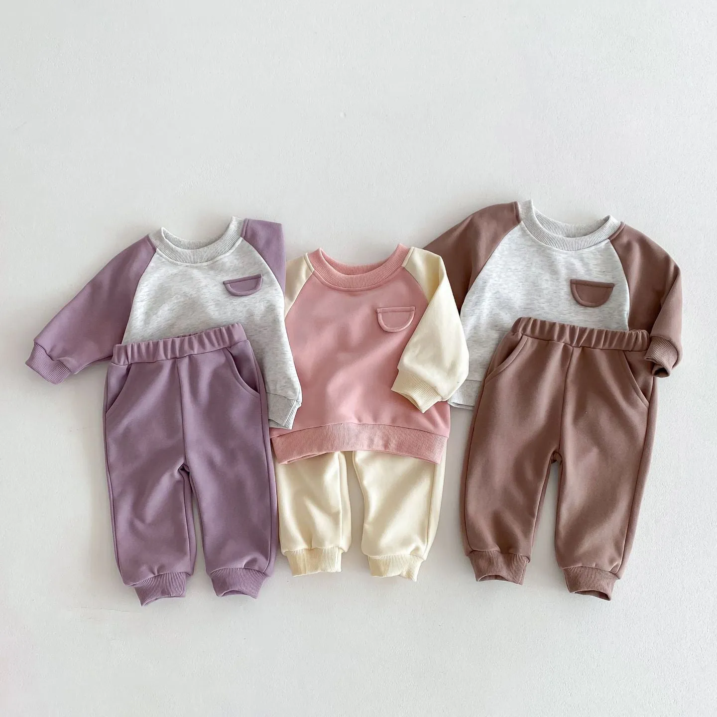 2 Pieces Set Baby Kid Girls Color-blocking Tops And Pants Wholesale 24030183