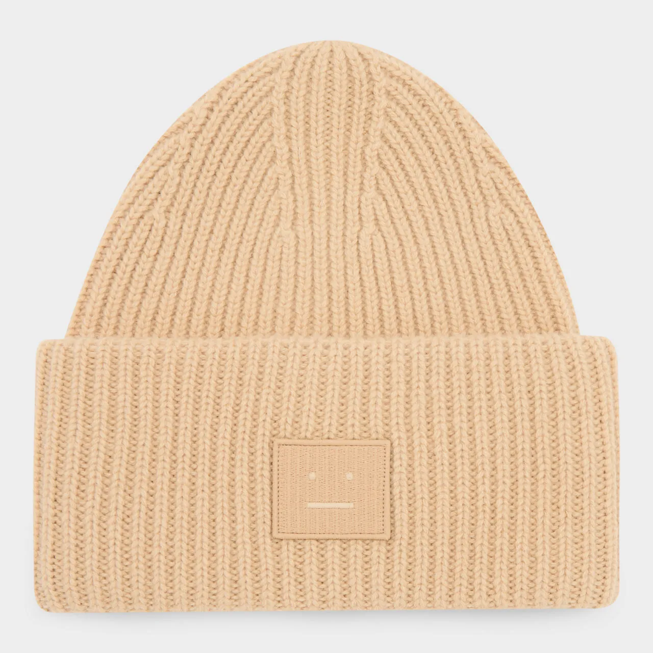 ACNE STUDIOS The Sustainable Edit Face Logo Beanie Hat - Beige