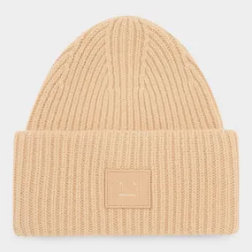 ACNE STUDIOS The Sustainable Edit Face Logo Beanie Hat - Beige