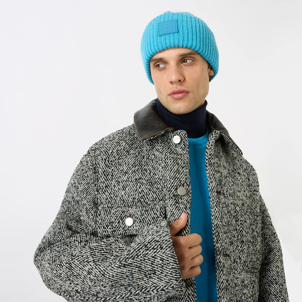 ACNE STUDIOS The Sustainable Edit Face Logo Beanie Hat - Turquoise