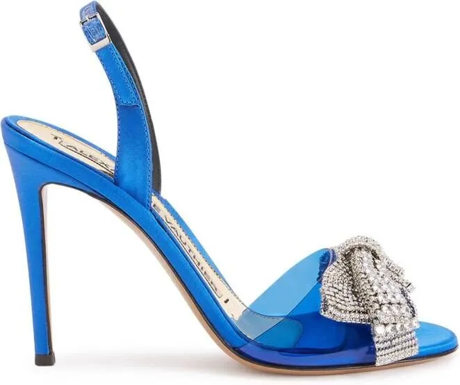 Alexandre Vauthier crystal-embellished bow 105mm sandals Blue