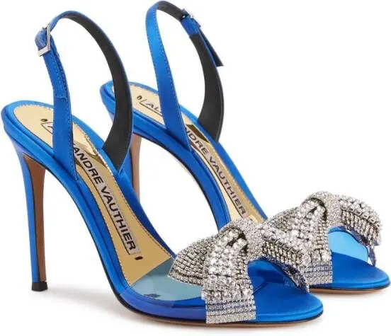 Alexandre Vauthier crystal-embellished bow 105mm sandals Blue