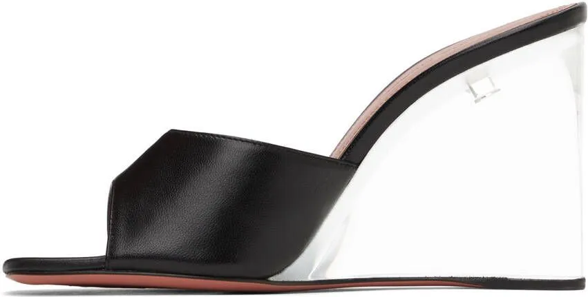 Amina Muaddi Black Lupita Glass Wedge 95 Heeled Sandals