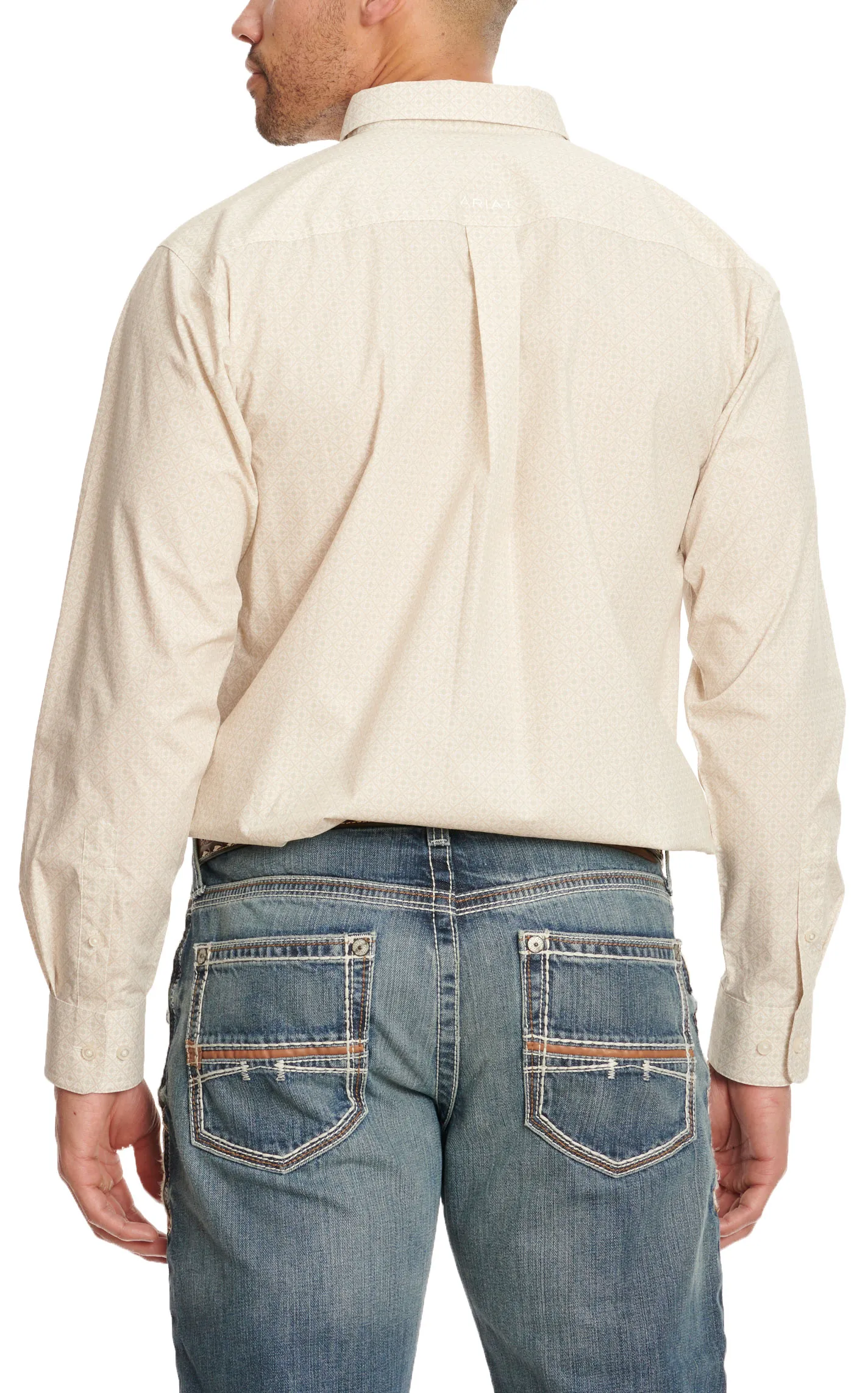 Ariat Men's Painton Latte & White Geo Print Long Sleeve Western Shirt - Cavender's Exclusive