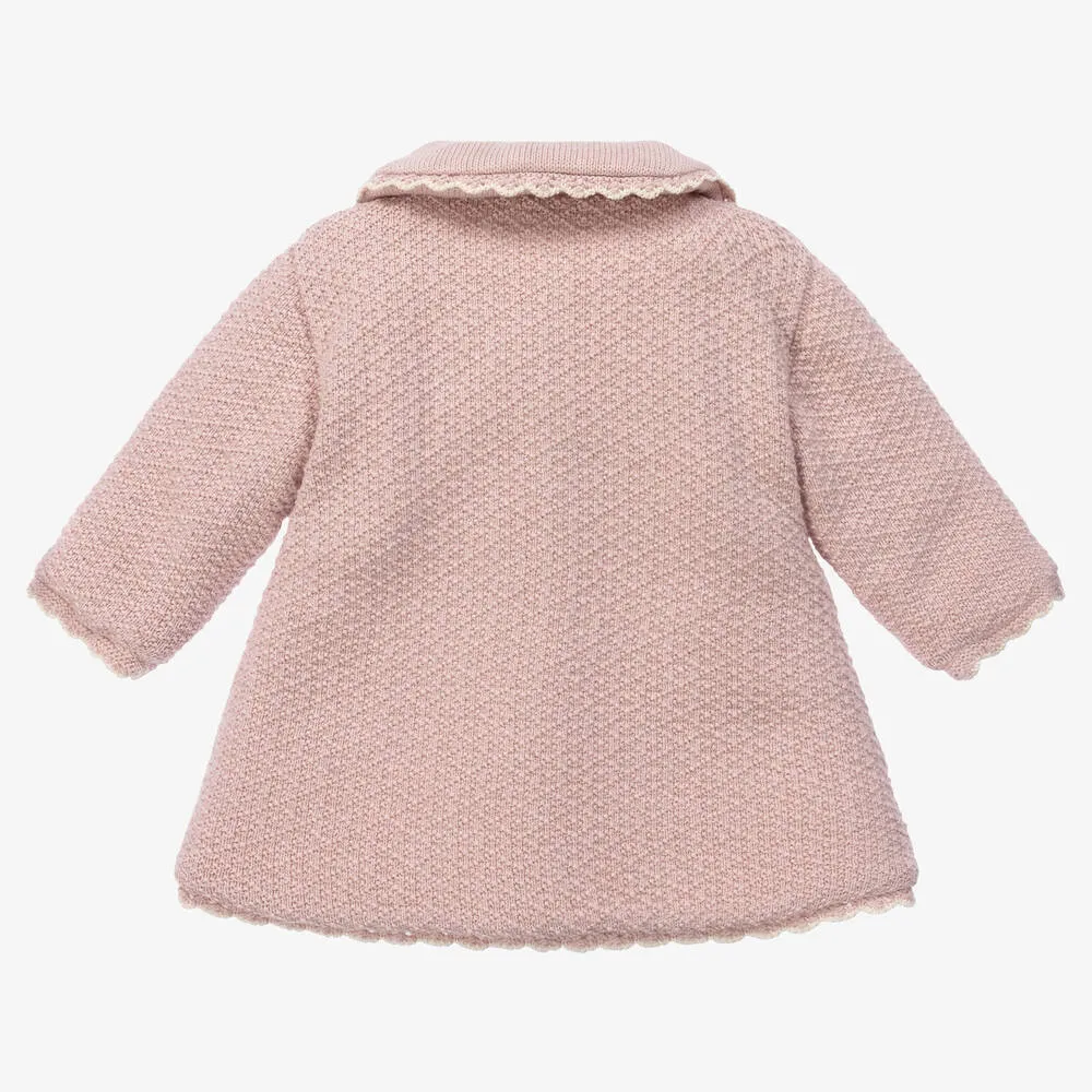 Baby Girls Pink Cotton Knit Coat