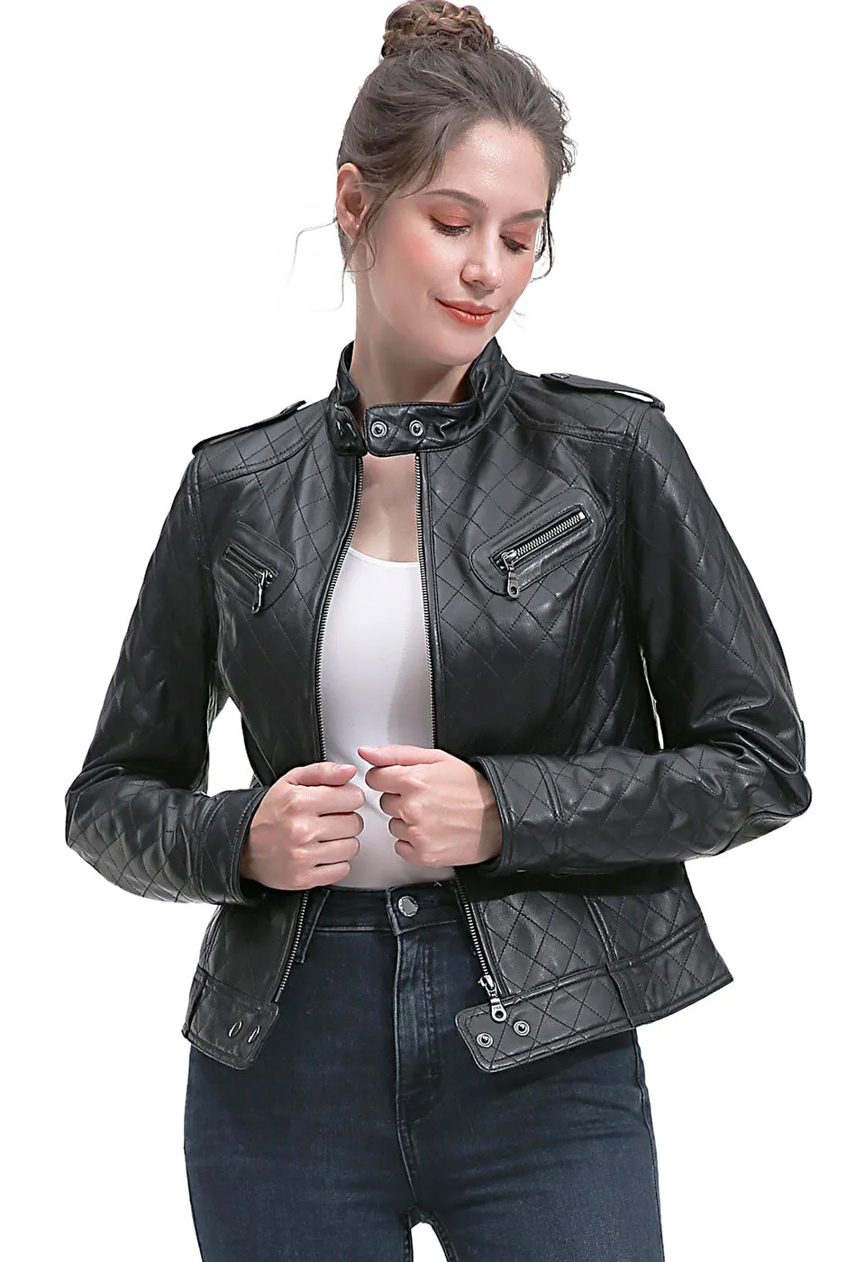 BGSD Women Clara Lambskin Leather Jacket