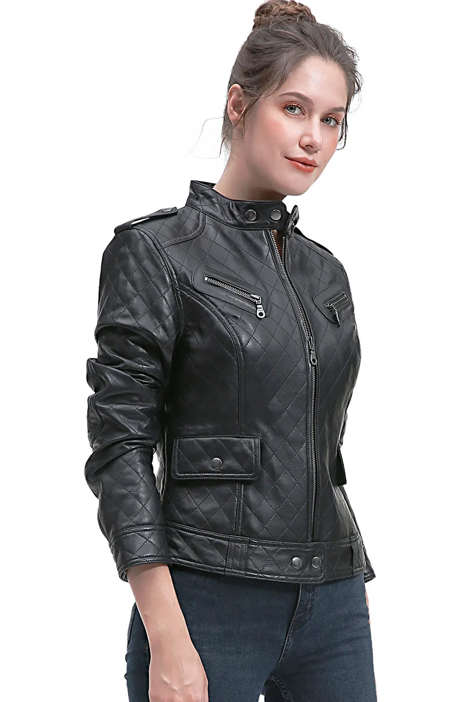 BGSD Women Clara Lambskin Leather Jacket