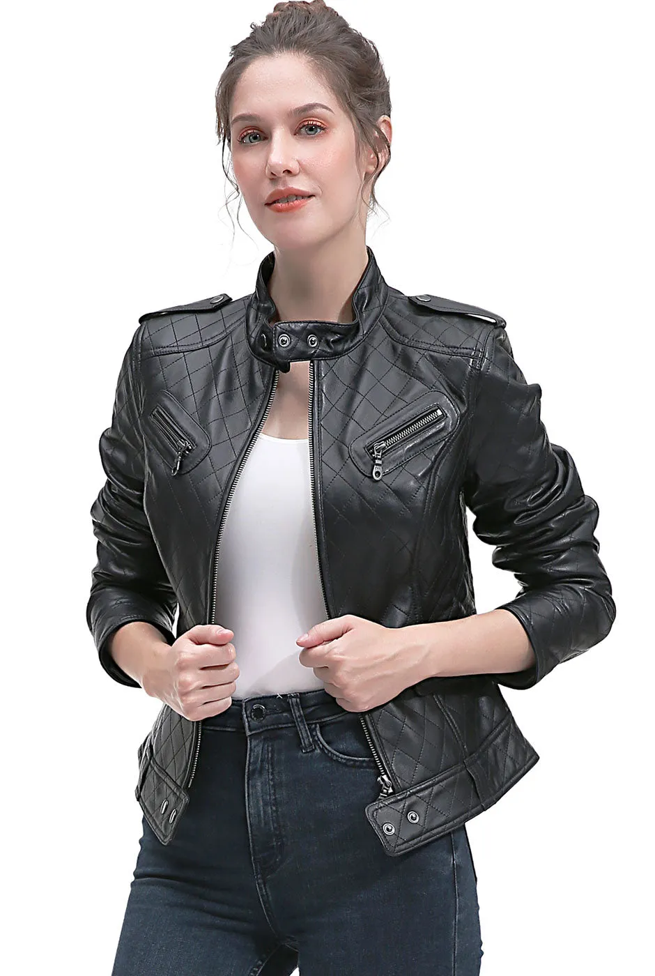 BGSD Women Clara Lambskin Leather Jacket