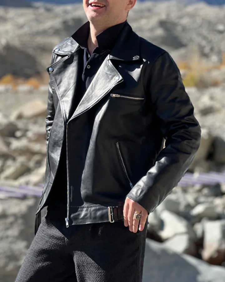 Biker Slim Fit Black Leather Jacket | William Jacket