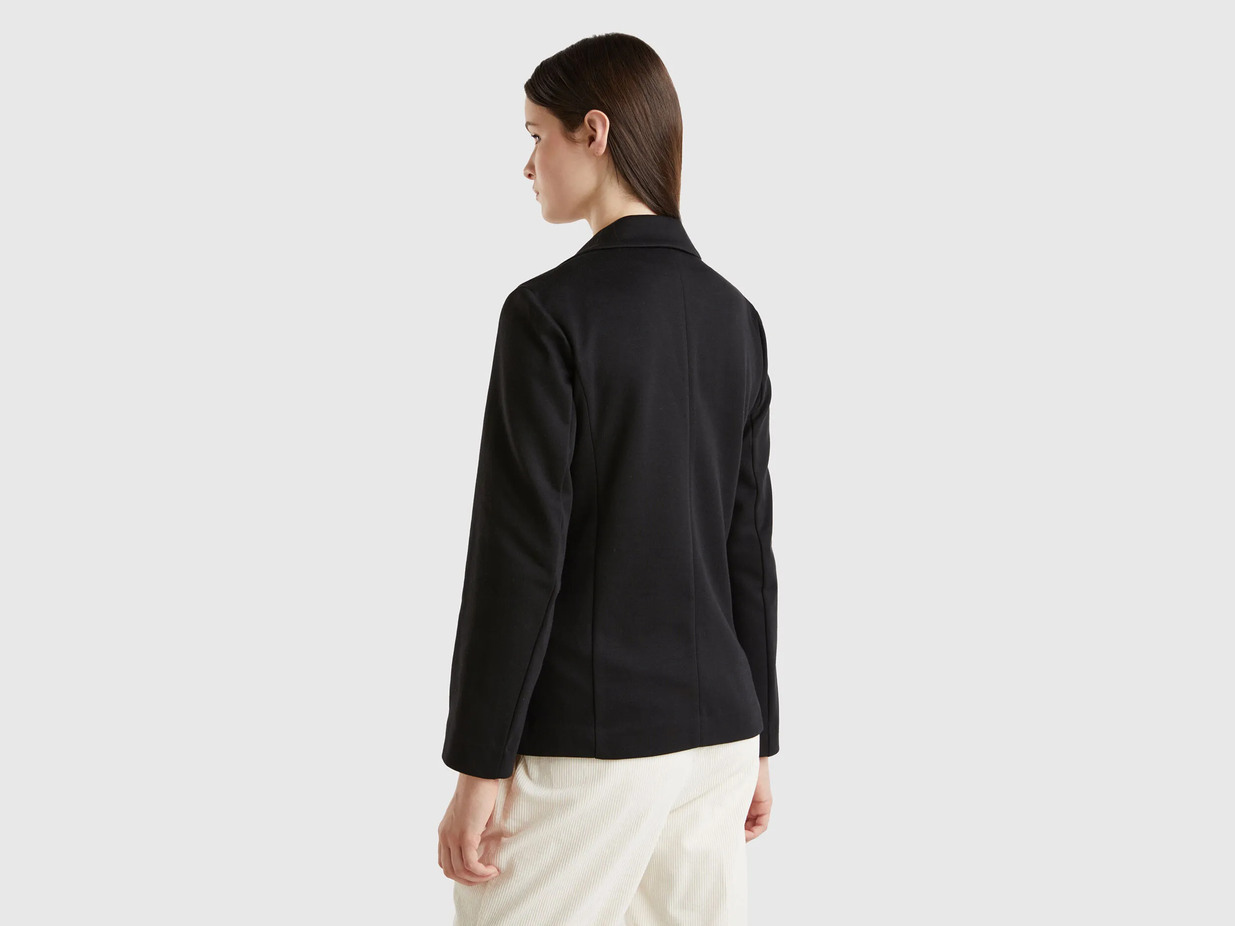 Blazer in cotton blend - Black | Benetton