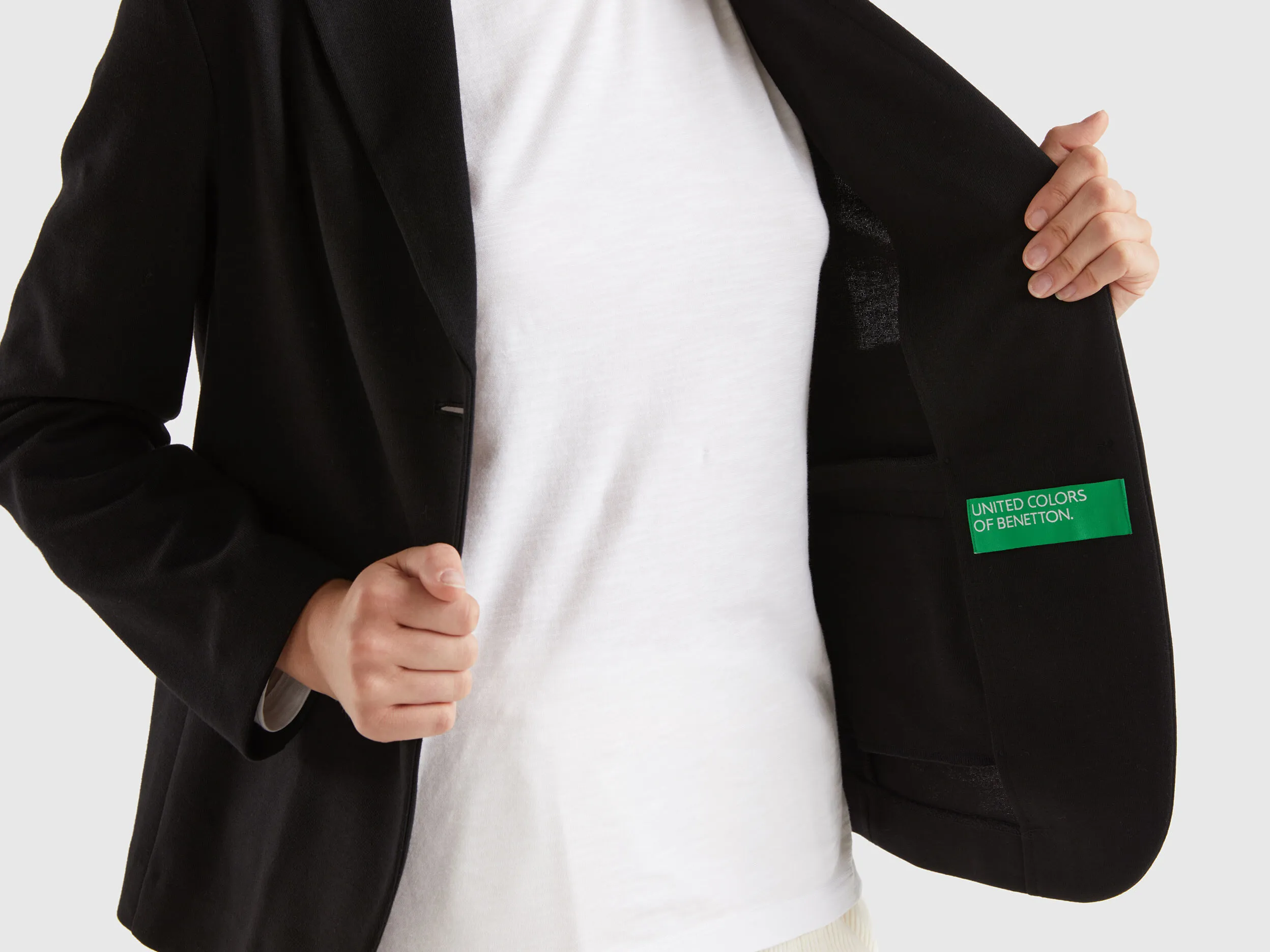 Blazer in cotton blend - Black | Benetton