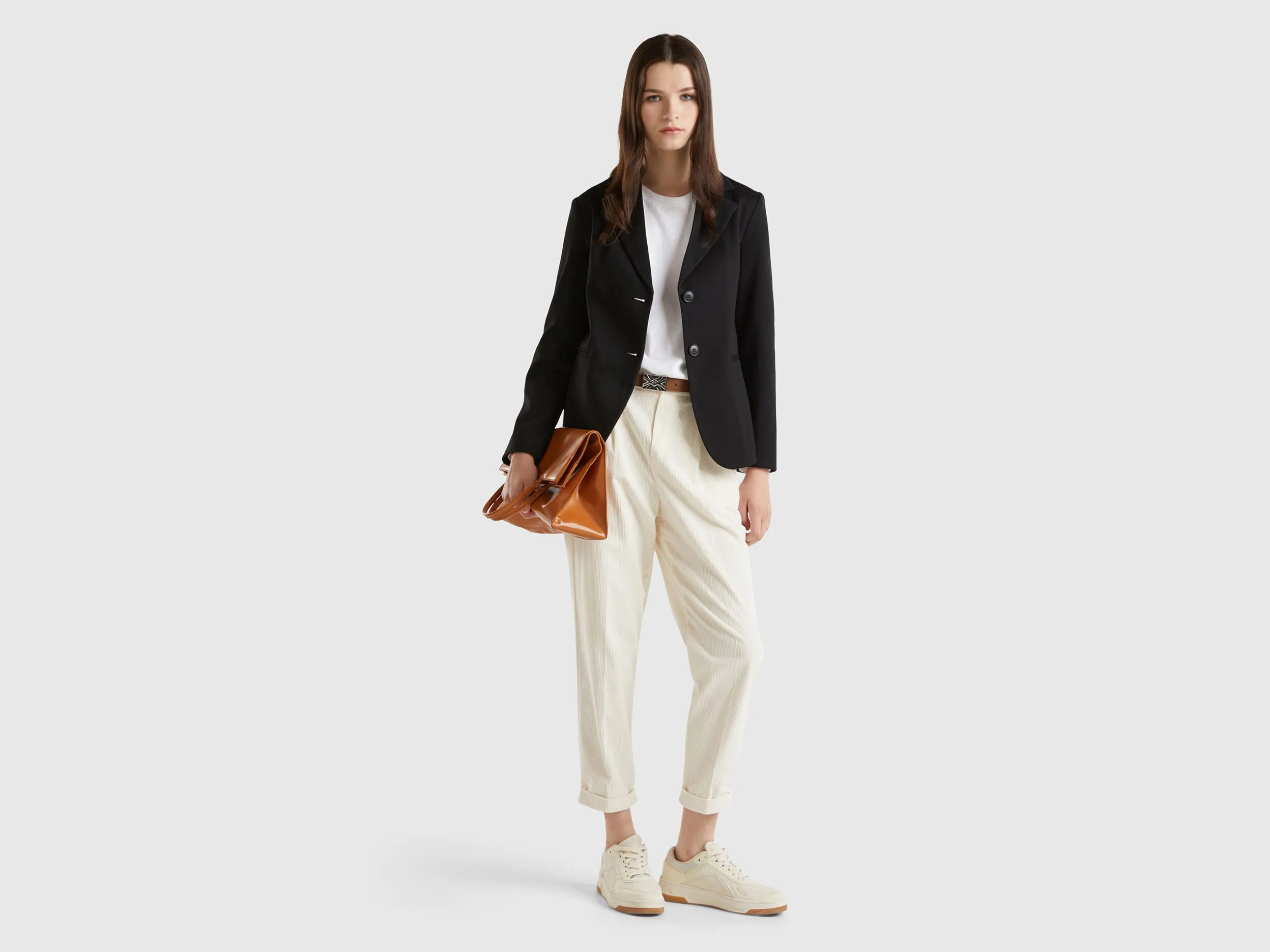 Blazer in cotton blend - Black | Benetton