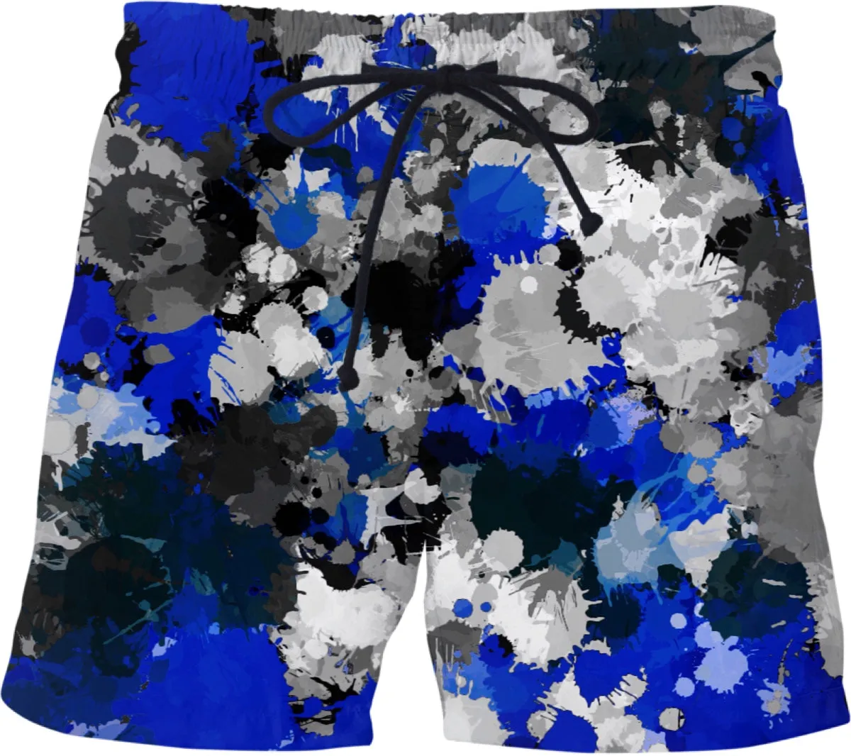 Blue and Grey Paint Splatter Swim Shorts