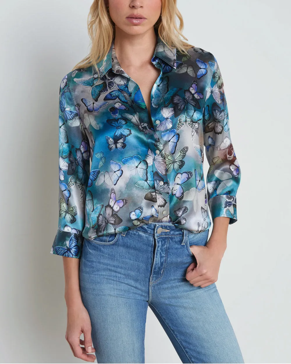 Blue Cloud Butterfly Dani Blouse