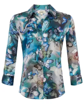 Blue Cloud Butterfly Dani Blouse