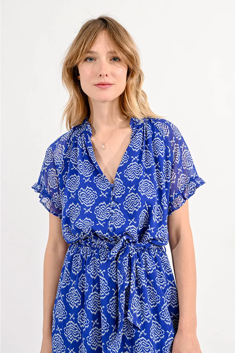 Blue Short Print Dress