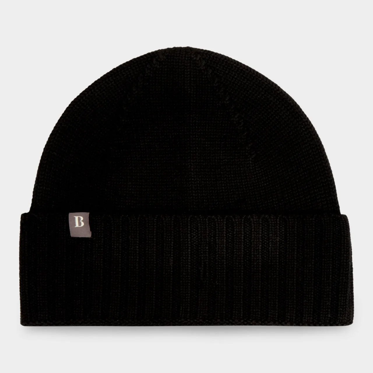 BOGGI MILANO Ribbed Logo Beanie Hat - Black