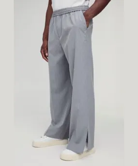 boohoo Mens Elasticated Waist Split Hem Wide Leg Tailored Pants