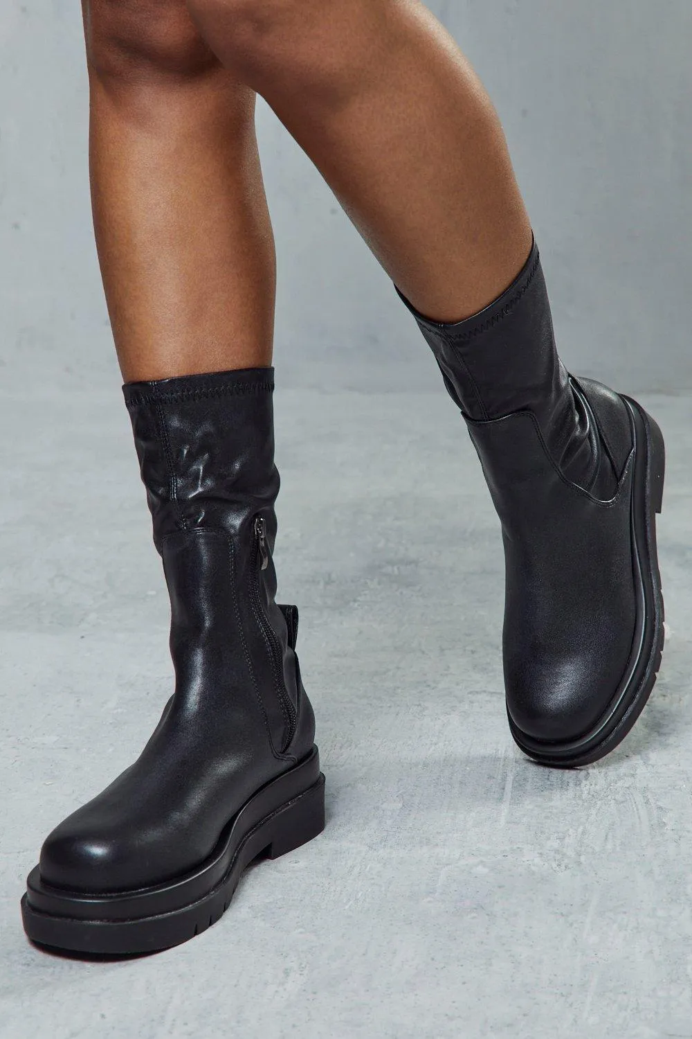 Boots | Stretch Chunky Ankle Boots | MissPap