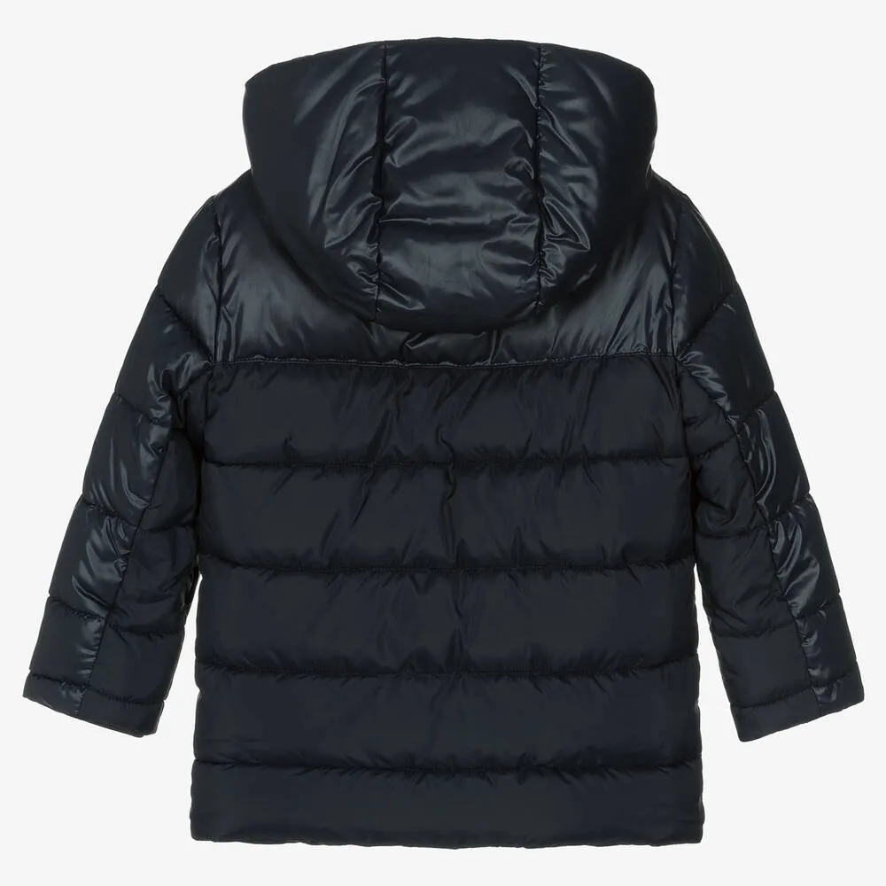 Boys Navy Blue Hooded Puffer Coat