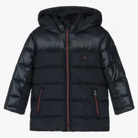 Boys Navy Blue Hooded Puffer Coat