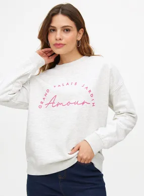 Buy Grey Marl Amour Graphic Print Relaxed Fit Sweatshirt XL | Hoodies and sweatshirts | Tu