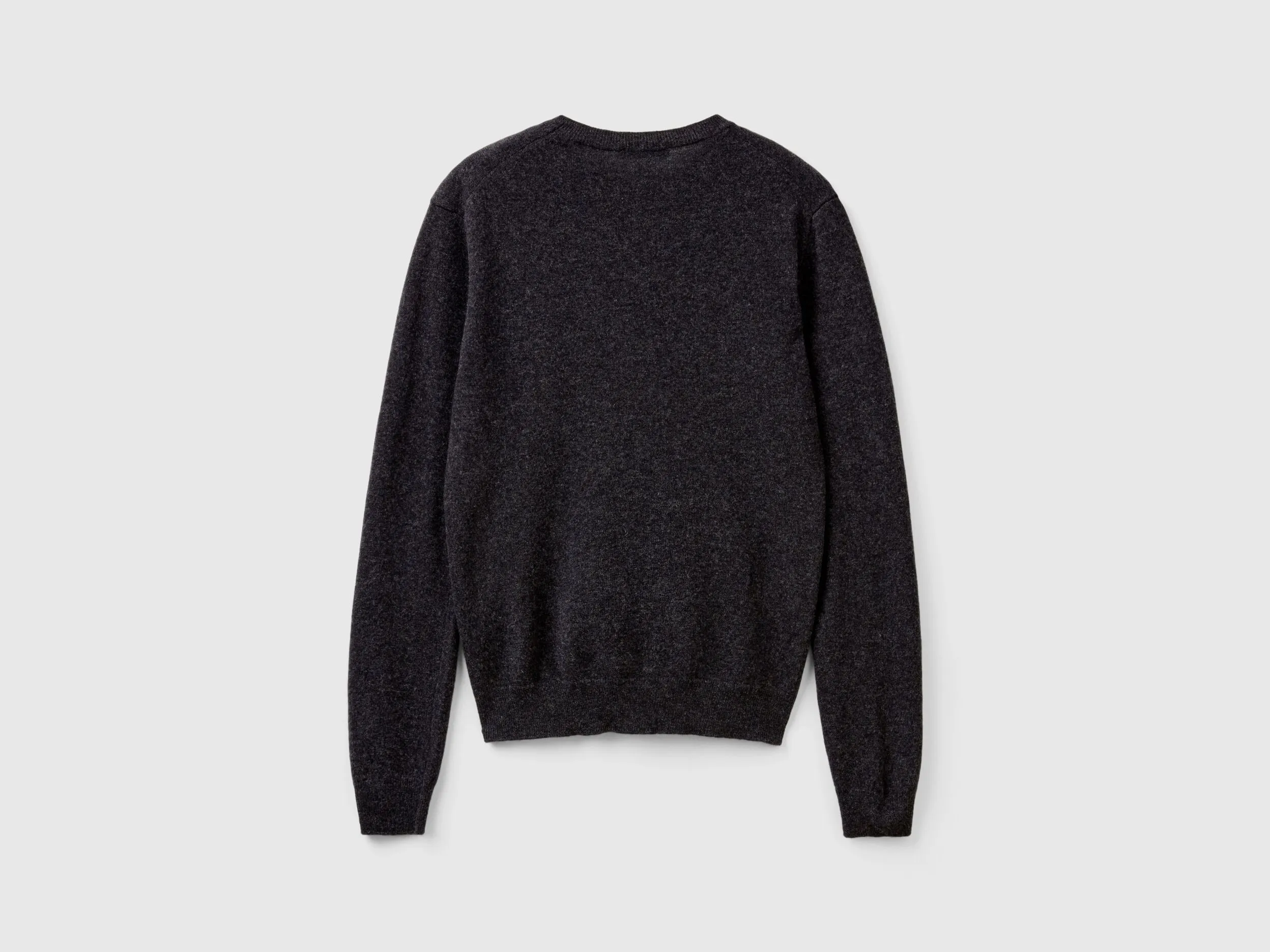 Charcoal gray crew neck sweater in pure Merino wool - Dark Gray | Benetton