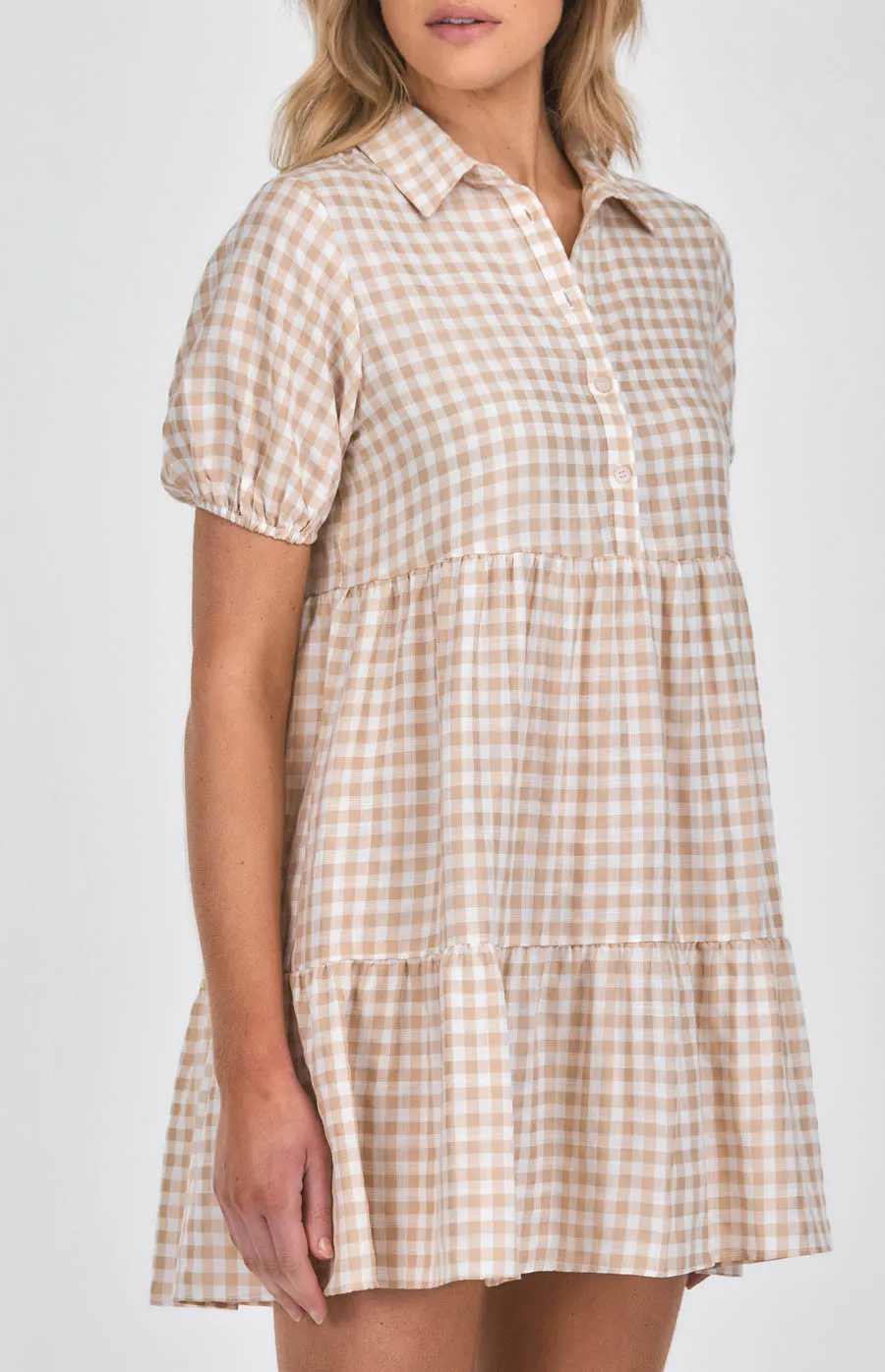 Checkered Tiered Shirt Dress (SDR1130B) 