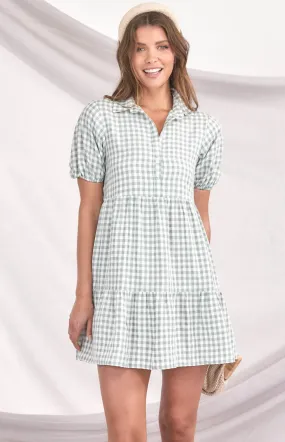 Checkered Tiered Shirt Dress (SDR1130B) 