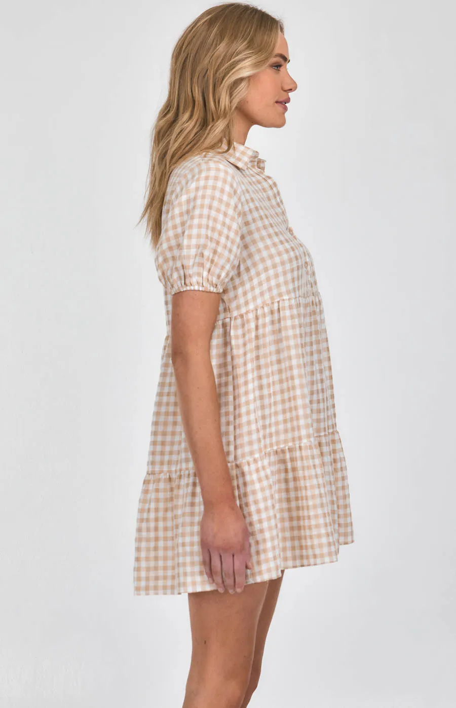 Checkered Tiered Shirt Dress (SDR1130B) 