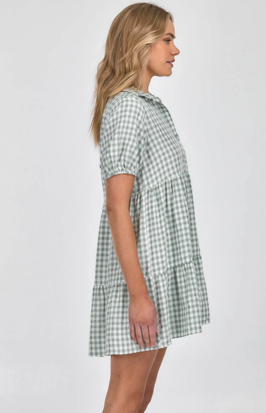 Checkered Tiered Shirt Dress (SDR1130B) 