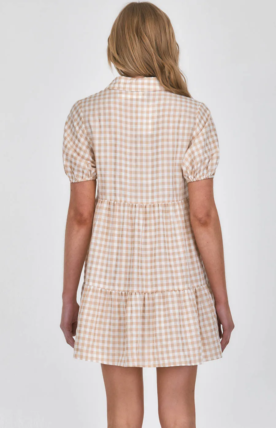 Checkered Tiered Shirt Dress (SDR1130B) 