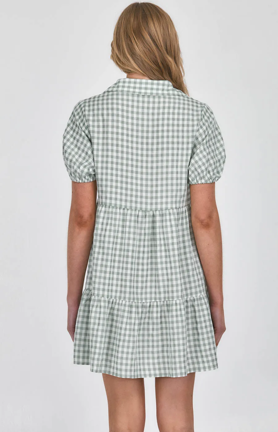 Checkered Tiered Shirt Dress (SDR1130B) 