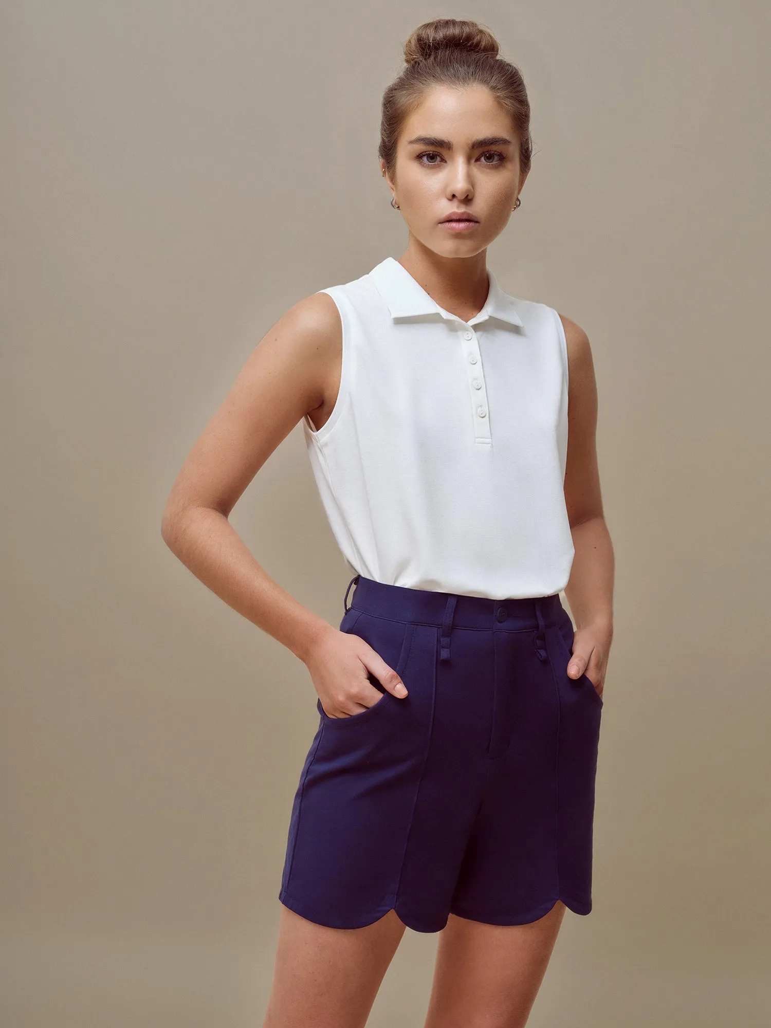 Classic Sleeveless Cropped Polo