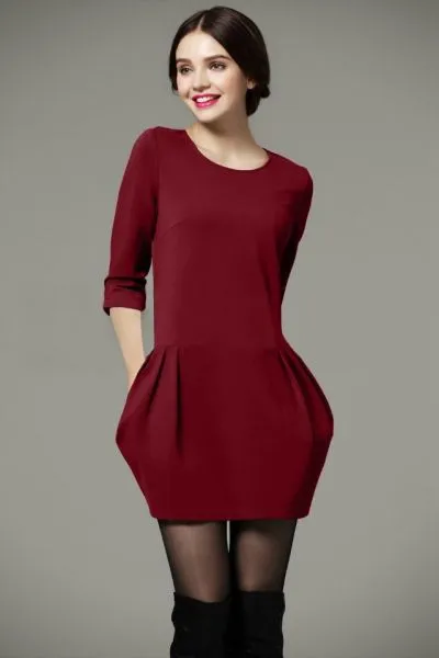 Close fit dress for women classic fashion - Red Green Black