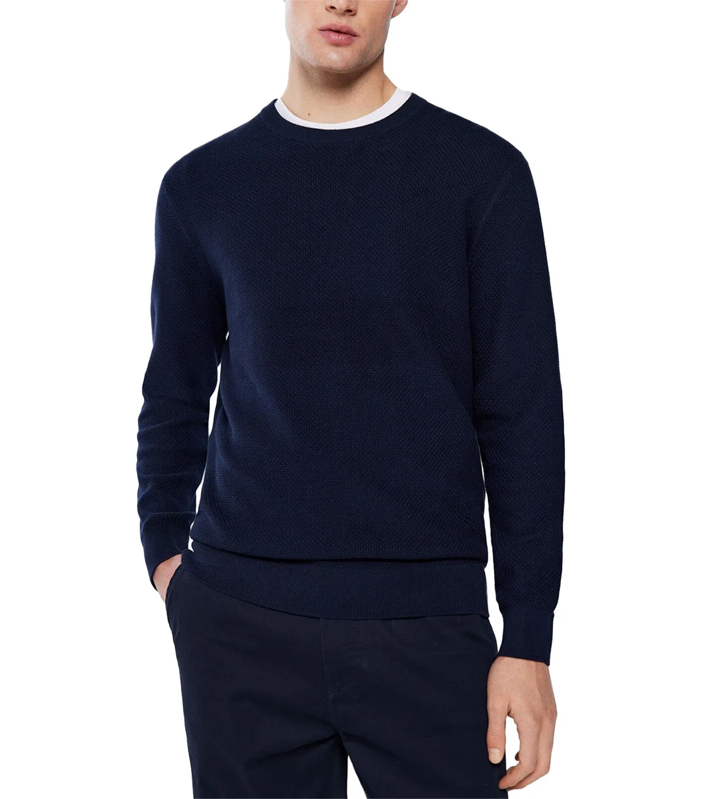 Colored Structured Sweater Navy