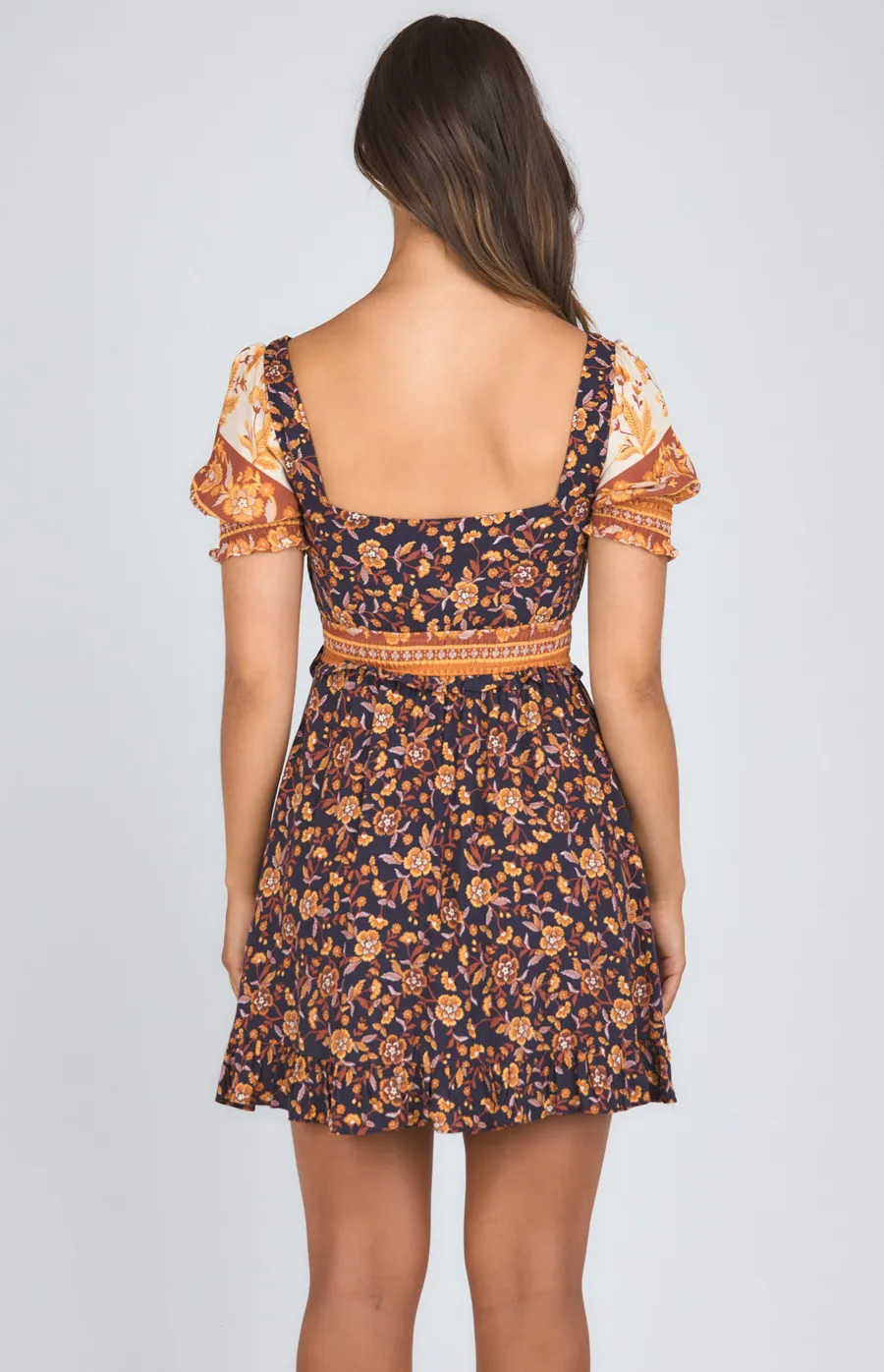 Contrast Panel Cotton Boho Print Dress (SDR950A)