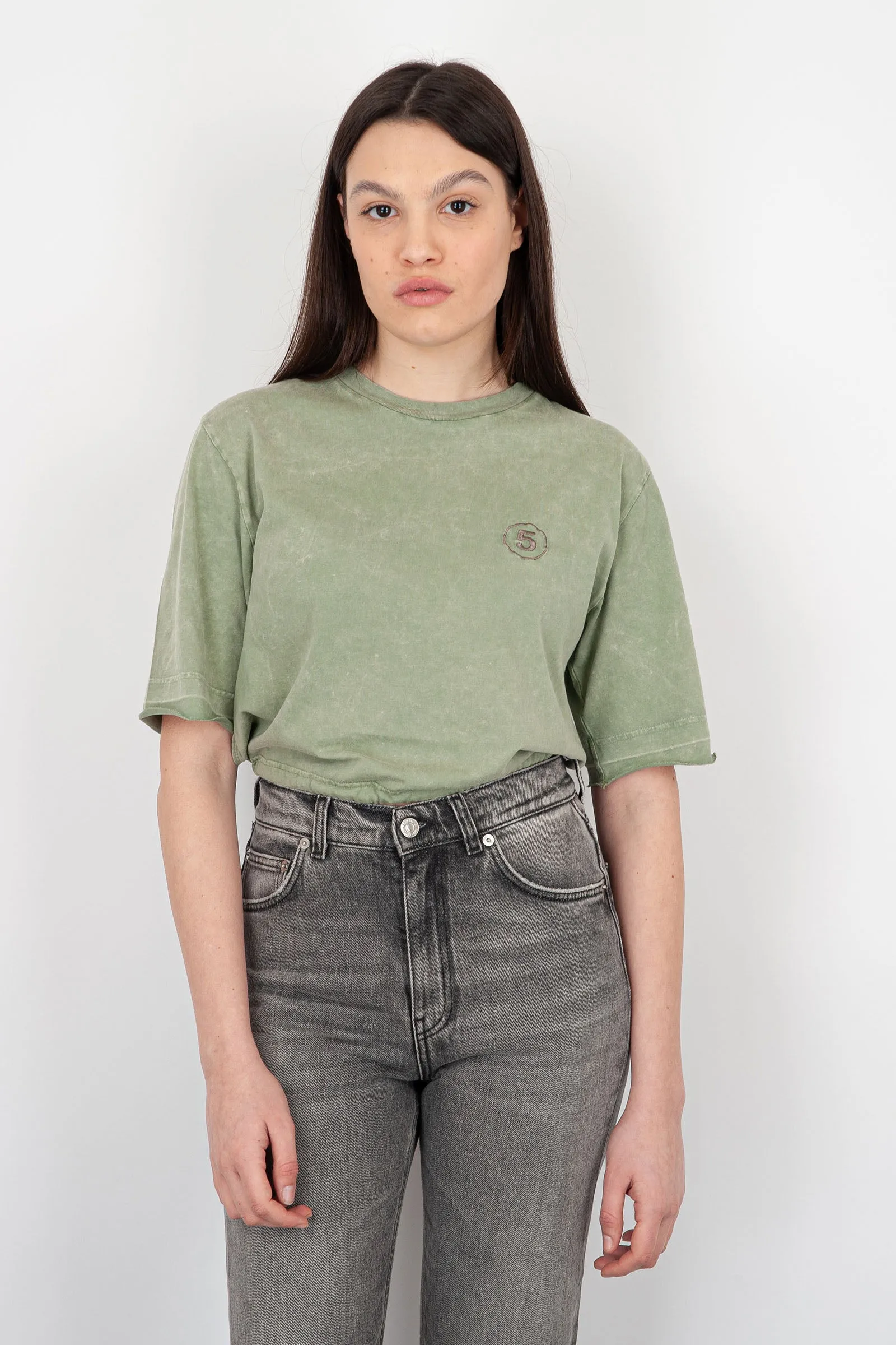 Department Five T-Shirt Crop Lax Cotone Verde Militare