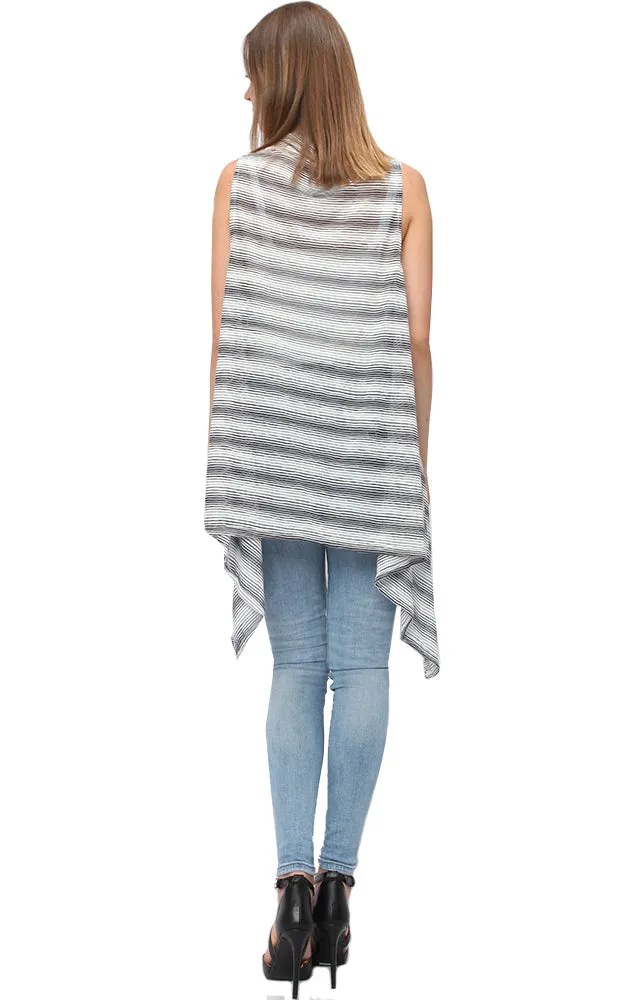 EAV9260 Stripe Pattern Jersey Long Scarf Vest