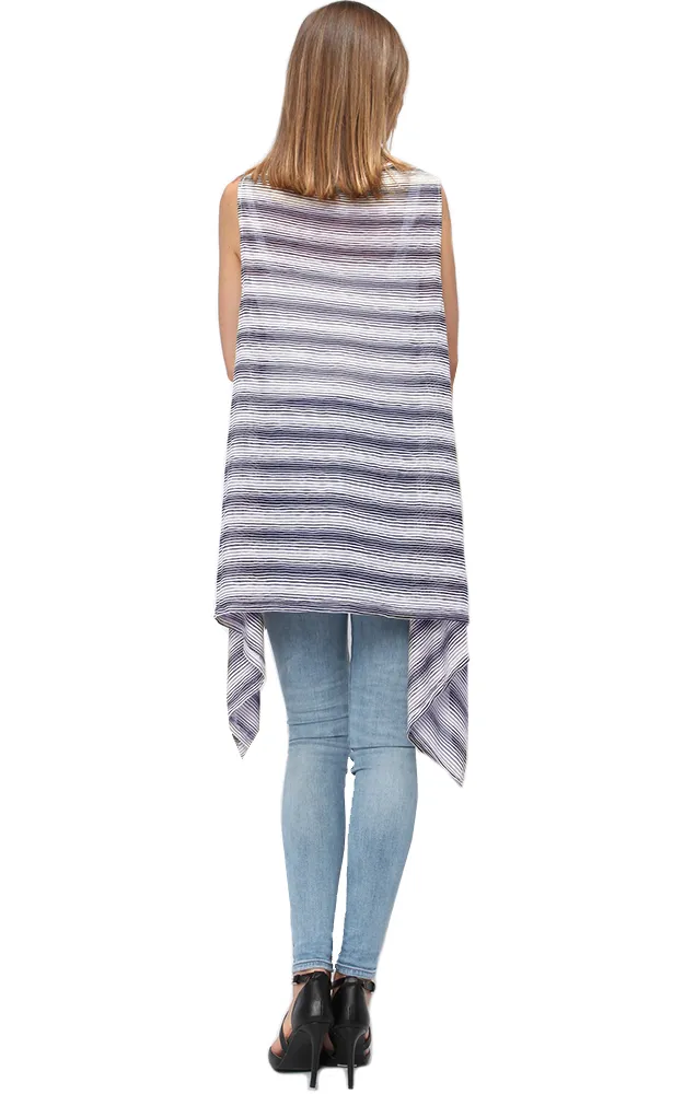 EAV9260 Stripe Pattern Jersey Long Scarf Vest