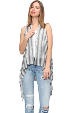 EAV9260 Stripe Pattern Jersey Long Scarf Vest