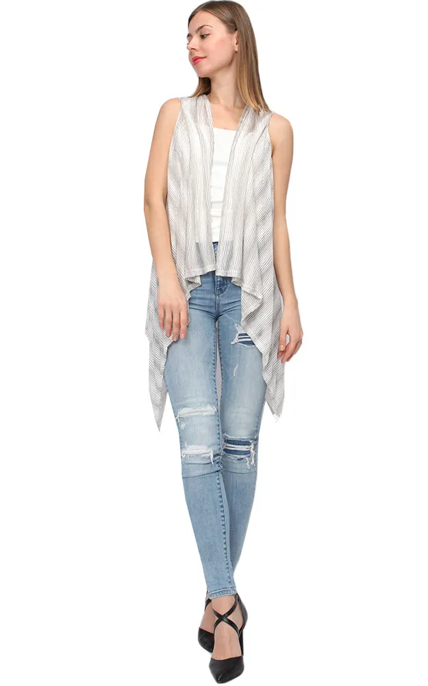 EAV9260 Stripe Pattern Jersey Long Scarf Vest