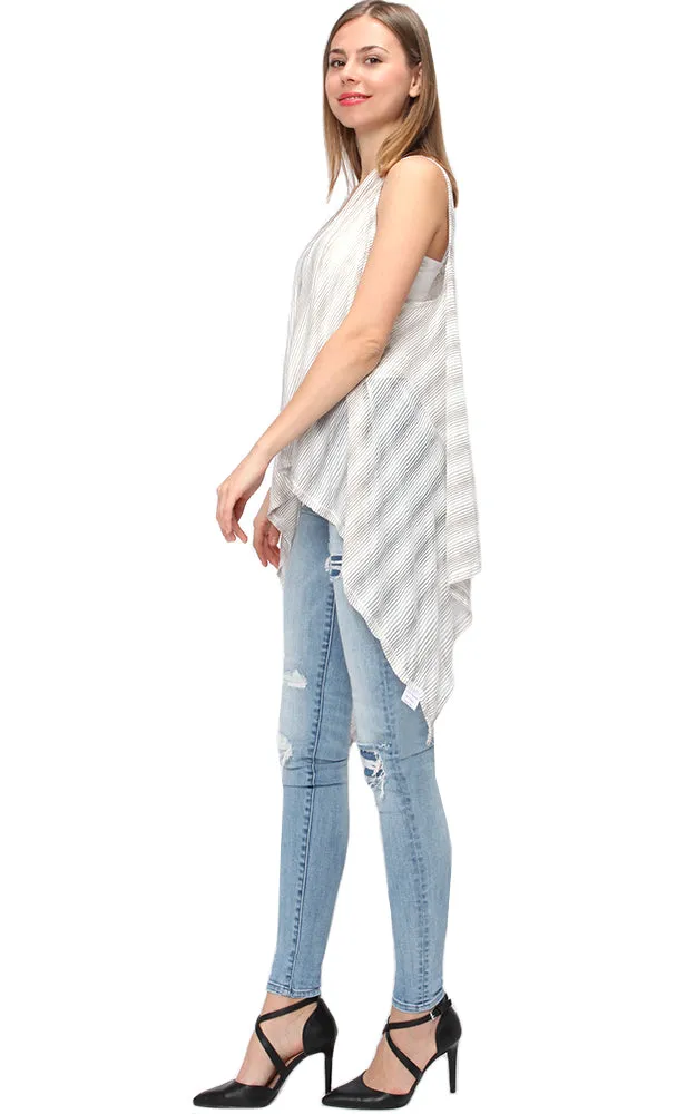 EAV9260 Stripe Pattern Jersey Long Scarf Vest