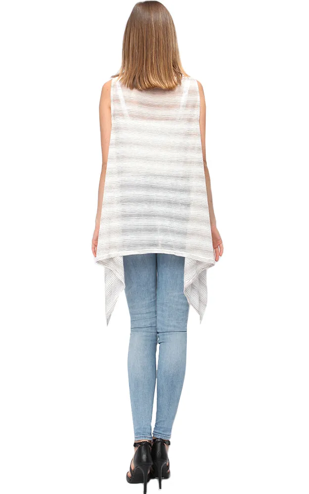 EAV9260 Stripe Pattern Jersey Long Scarf Vest