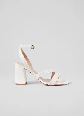 Edita Pearl Strap Block Heels, Pearl