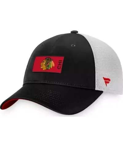 Fanatics Men's NHL Fanatics Black/White Chicago Blackhawks Authentic Pro Rink Trucker Snapback Hat