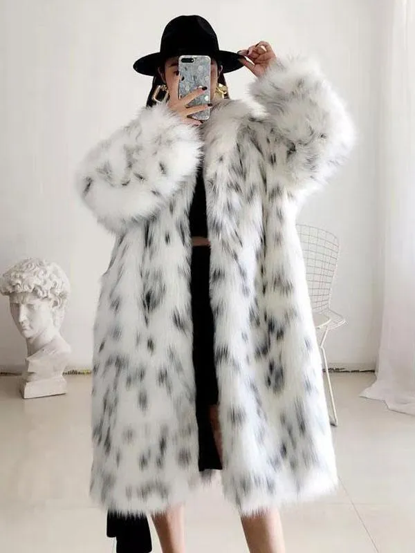 Faux Fur Coat Two Tone 2024 Winter Long Eco-friendly Fur Coat For Women