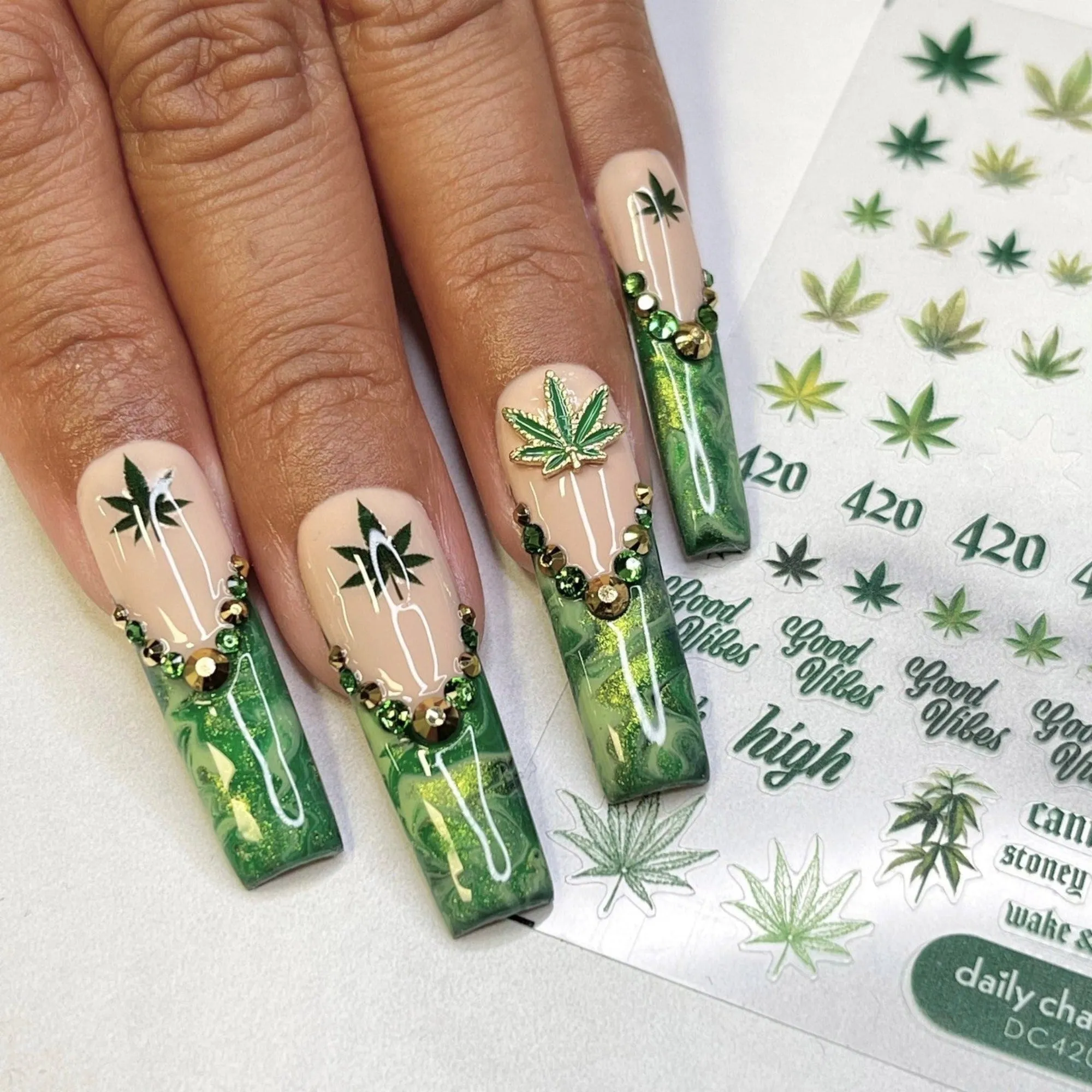 Floral Nail Art Sticker / Good Vibes