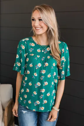 Forever Special Floral Blouse- Emerald