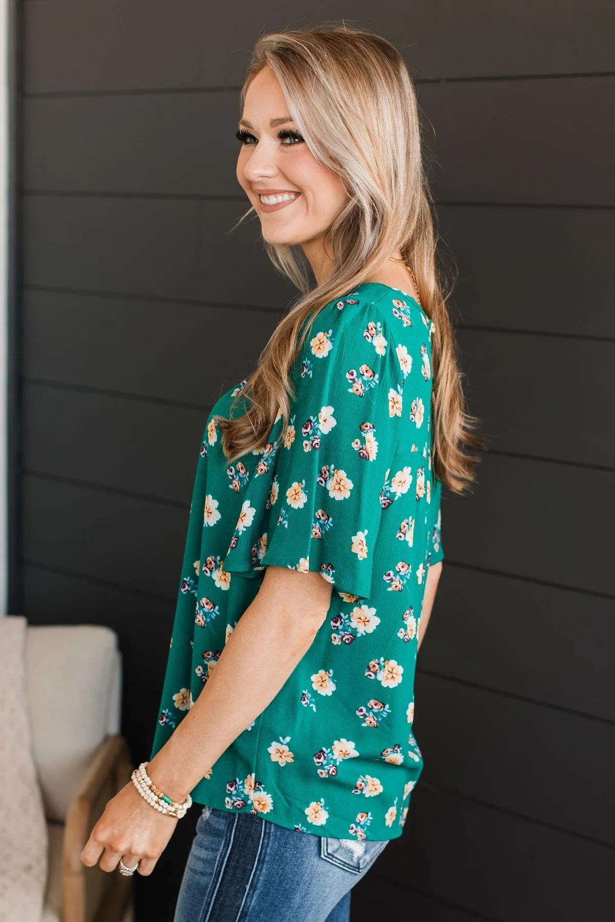 Forever Special Floral Blouse- Emerald